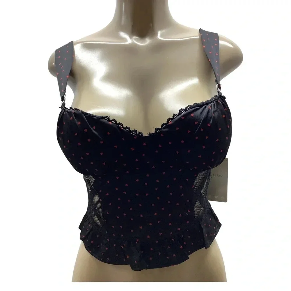 Lily White Size Large Red & Black Padded Cups. Strap Crop Top. New With Tags.